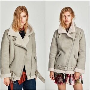 Zara textured biker jacket medium